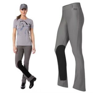 Kerrits Microcord Extended Knee Patch Bootcut Riding Tights Obsidian Gray Small